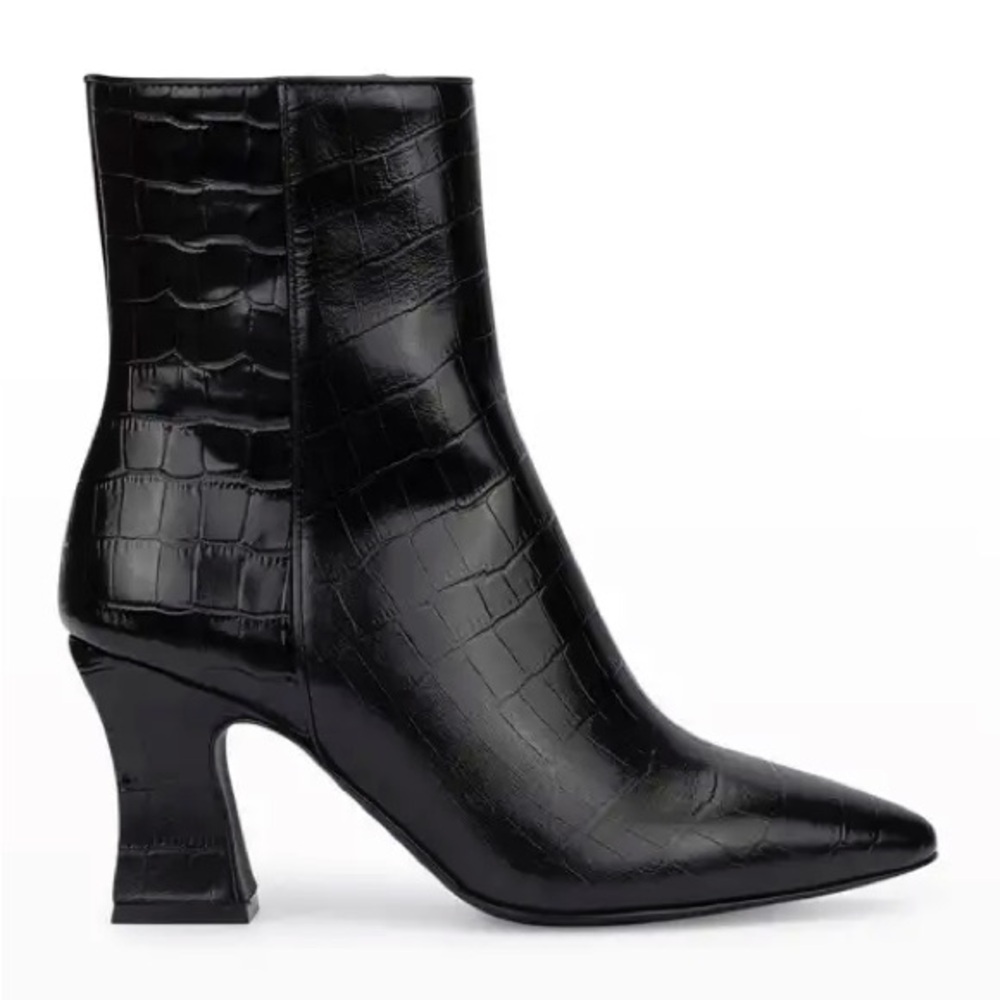 Aquatalia Claina Croco Leather Ankle Booties 7.5